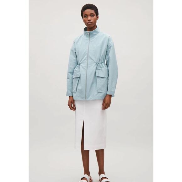 COS Jackets & Blazers - COS Jacket Drawstring Waist Full Zip Blue Sz 10 Preppy Minimalist Outdoor Luxury